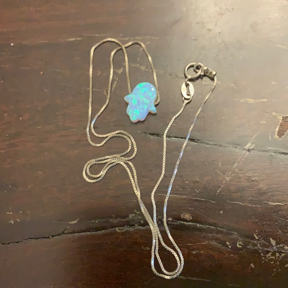 Sterling silver delicate chain with hand opal